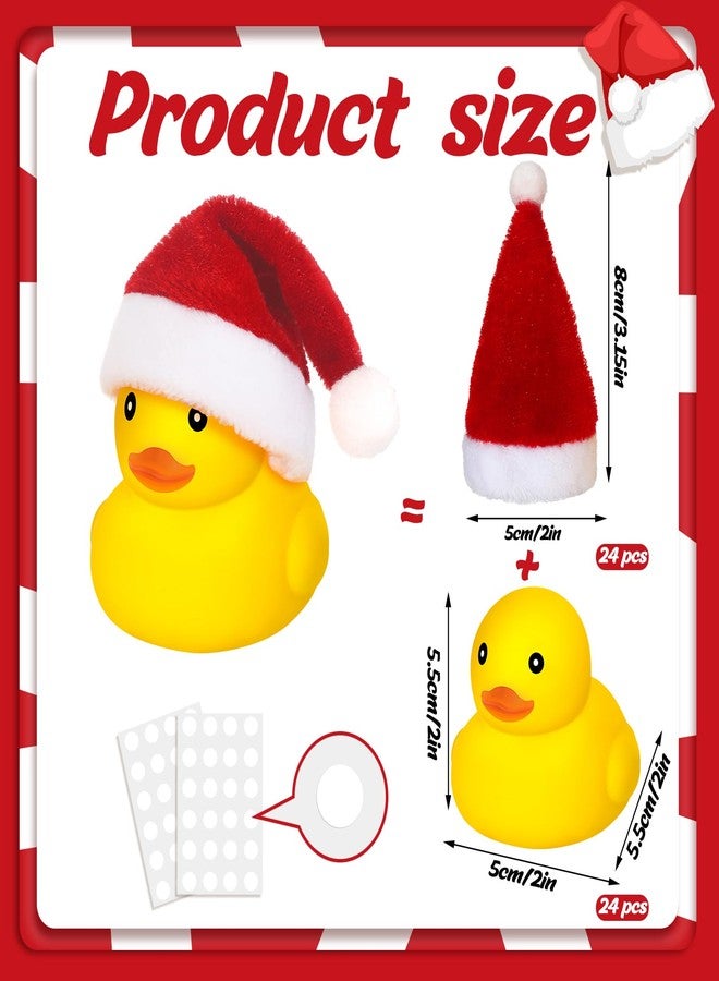 Liliful 48 Pcs Christmas Rubber Ducks with Hat Xmas Mini Rubber Ducks in Bulk Holiday Party Favors Bath Toys for Christmas Party Decor Gift (Santa Hat) - Image 2